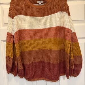 Umgee Rust and Mustard Striped Sweater